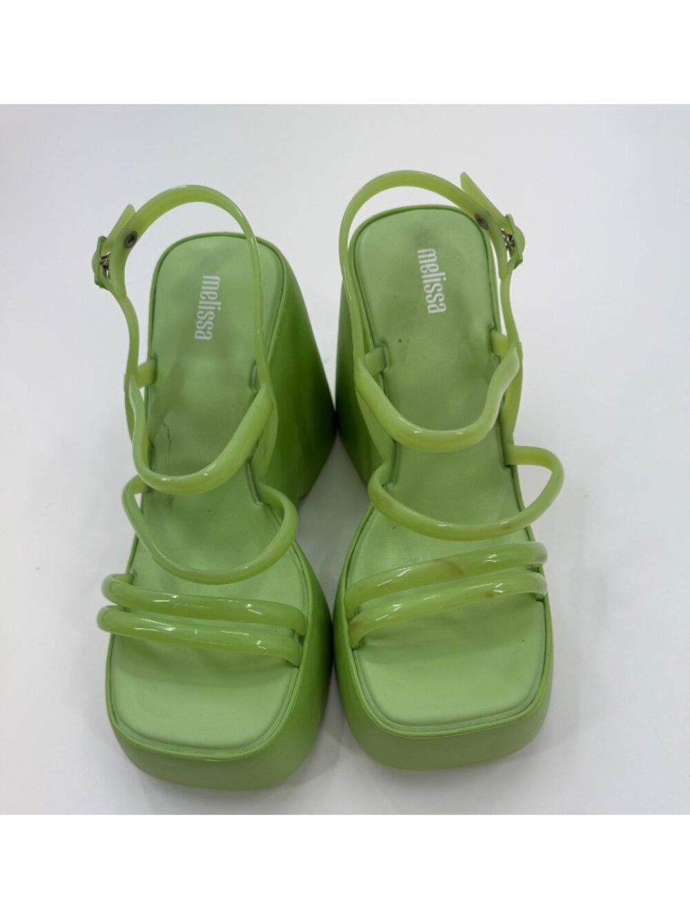 Melissa Jessie Womens Lime Green High Platform Sandals Size 9 - Picture 3 of 12